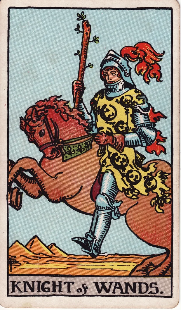 Caballero de Bastos, baraja Waite-Smith de 1910