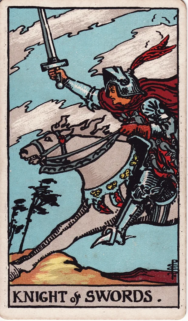 Caballero de Espadas, baraja Waite-Smith de 1910