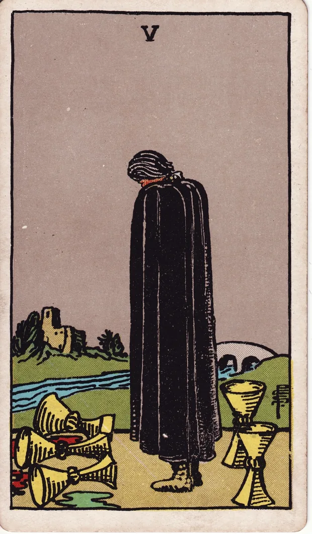 Cinco de Copas, baraja Waite-Smith de 1910