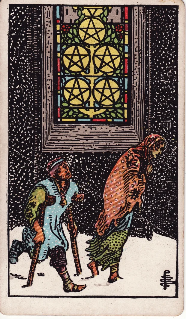 Cinco de Oros, baraja Waite-Smith de 1910