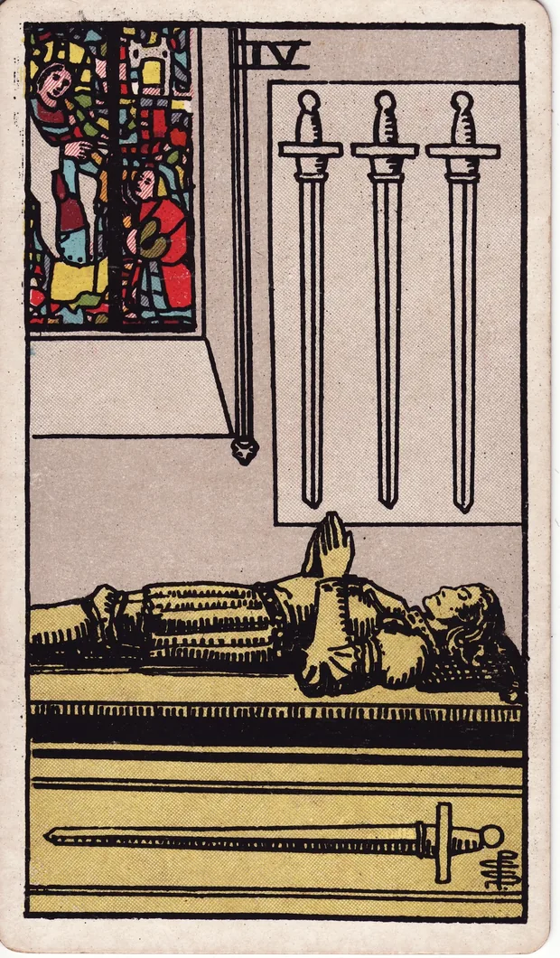 Cuatro de Espadas, baraja Waite-Smith de 1910