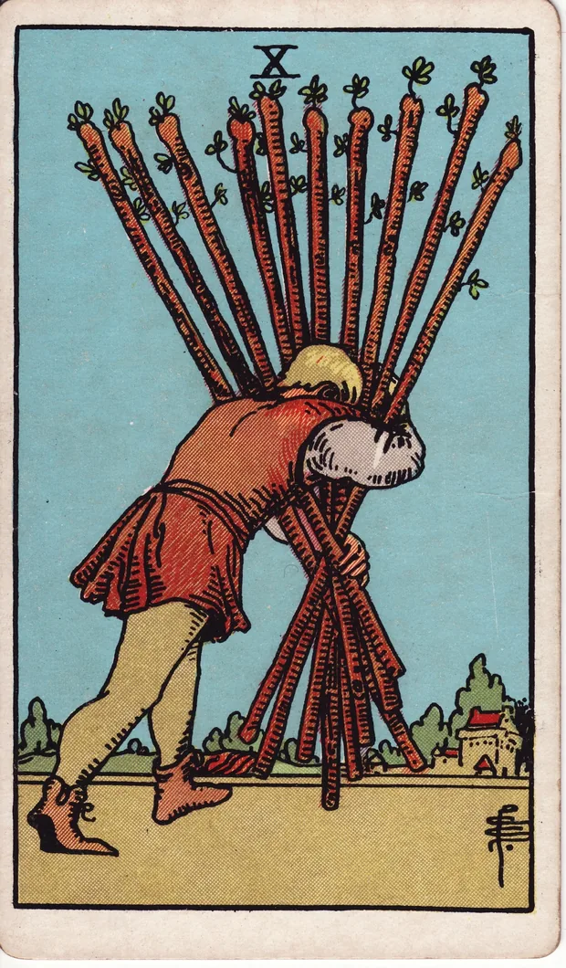 Diez de Bastos, baraja Waite-Smith de 1910