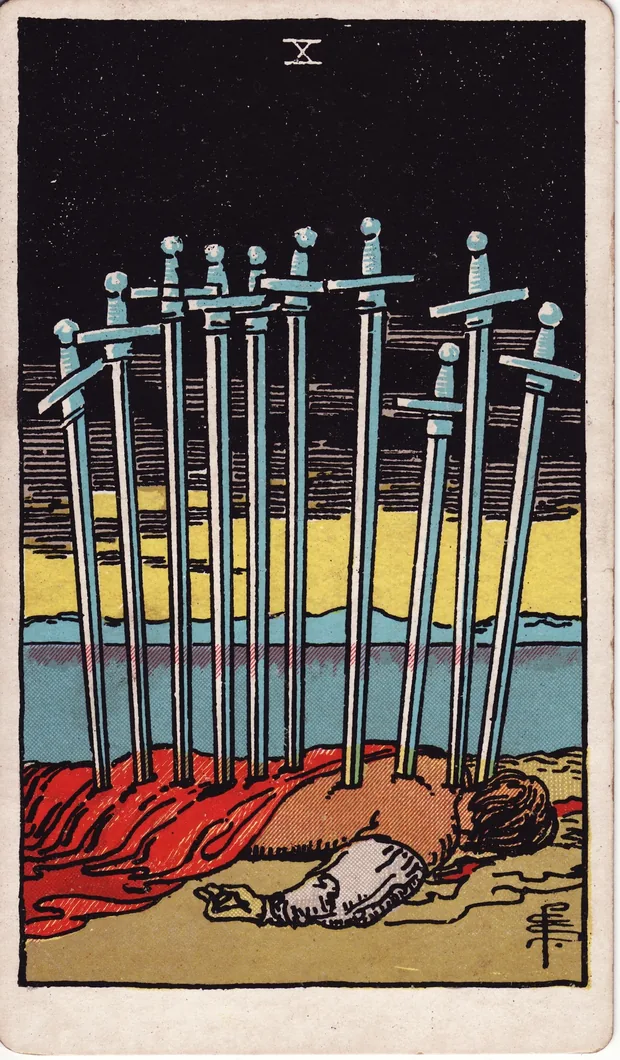 Diez de Espadas, baraja Waite-Smith de 1910