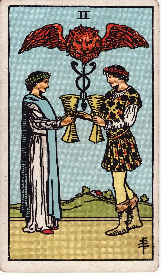 Dos de Copas, baraja Waite-Smith de 1910