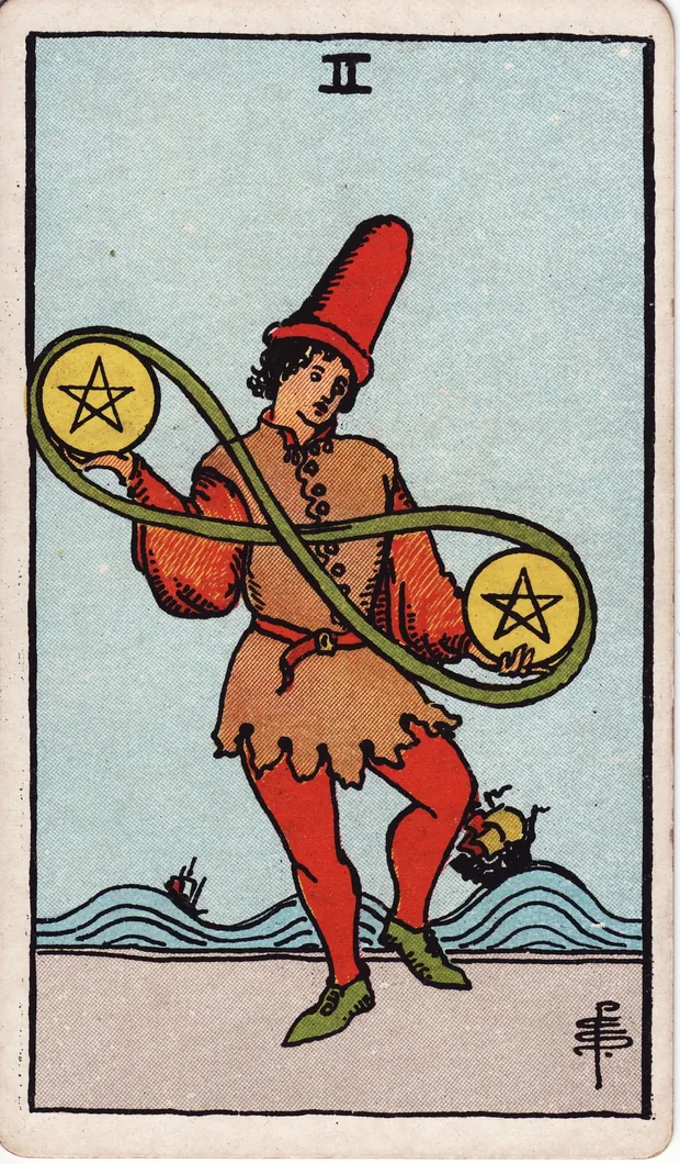 Dos de Oros, baraja Waite-Smith de 1910
