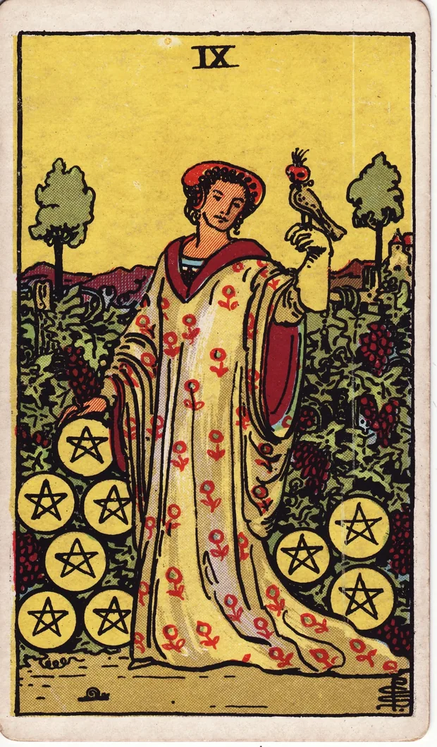 Nueve de Oros, baraja Waite-Smith de 1910