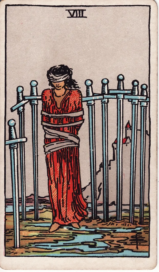 Ocho de Espadas, baraja Waite-Smith de 1910