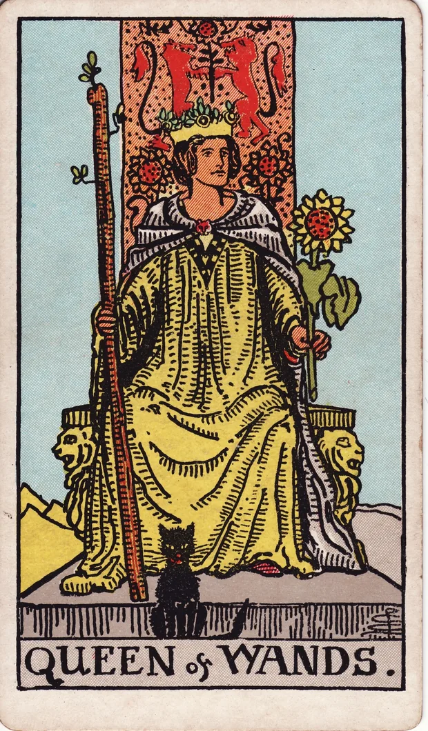Reina de Bastos, baraja Waite-Smith de 1910