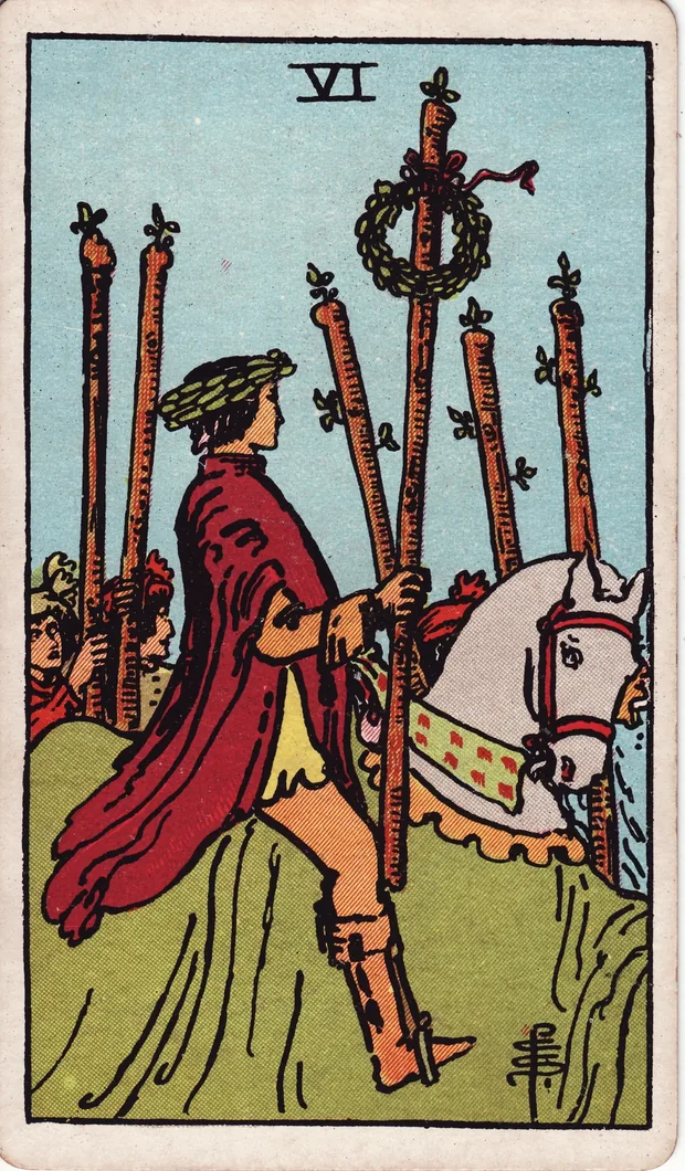 Seis de Bastos, baraja Waite-Smith de 1910