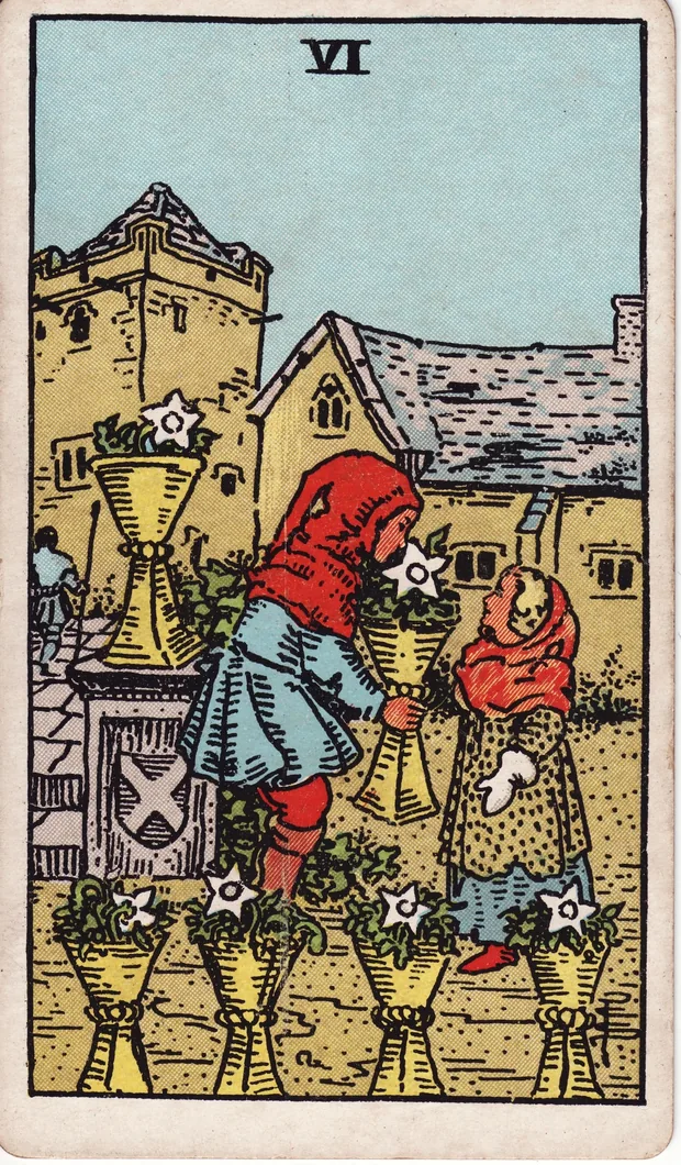 Seis de Copas, baraja Waite-Smith de 1910