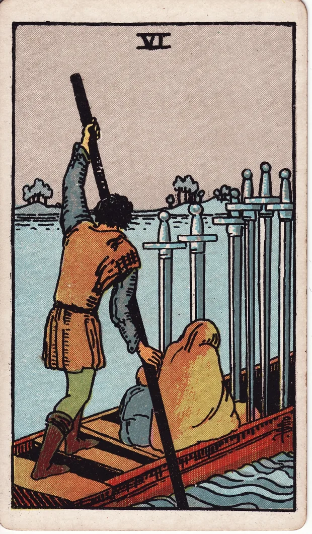 Seis de Espadas, baraja Waite-Smith de 1910