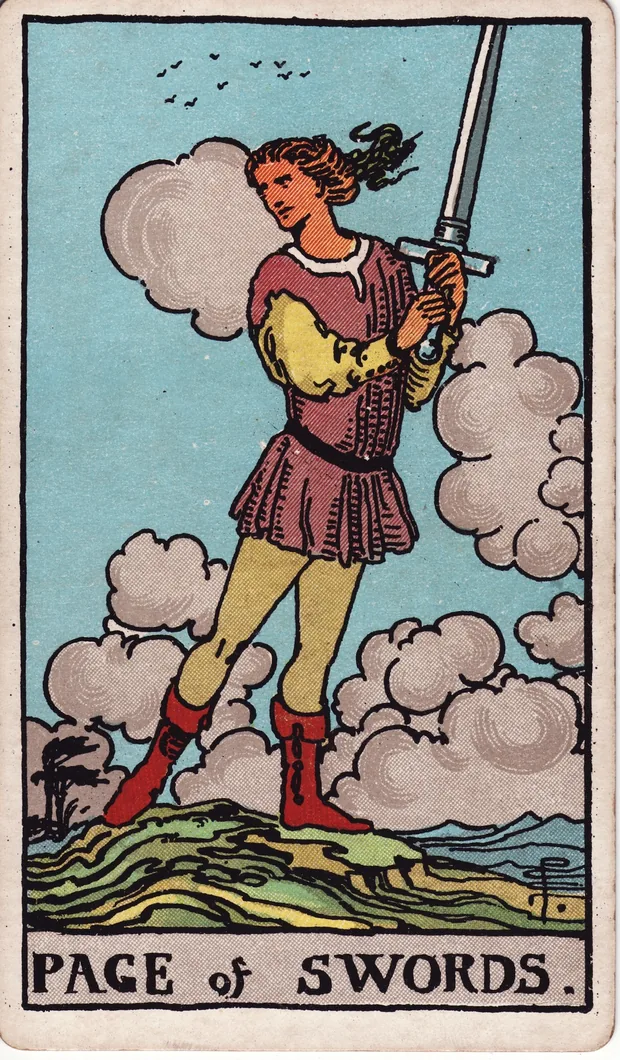 Sota de Espadas, baraja Waite-Smith de 1910